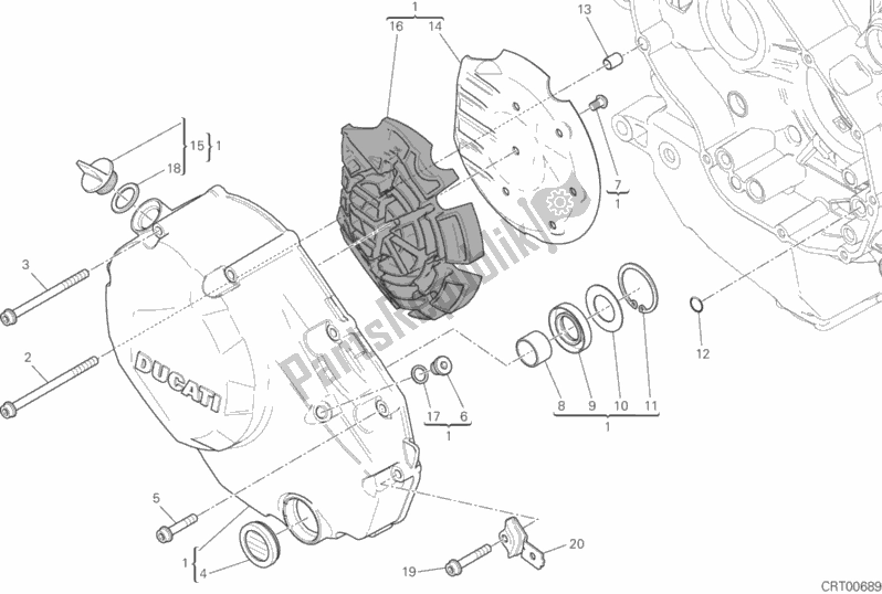 Tutte le parti per il Coperchio Frizione del Ducati Multistrada 1200 Touring USA 2015